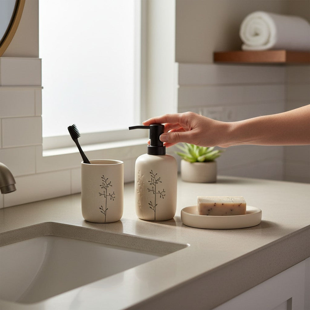 Minimalist Ceramic Bathroom Accessory Set