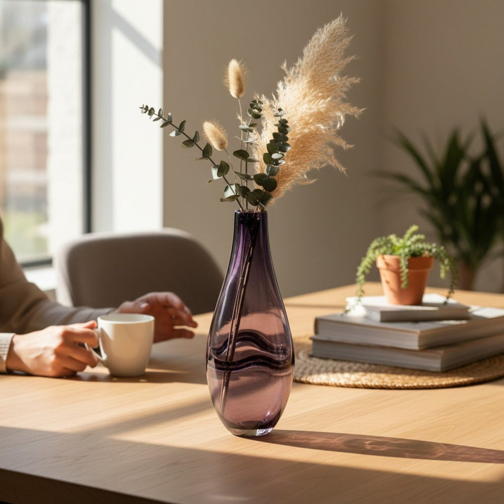 Purple Tapered Glass Vase