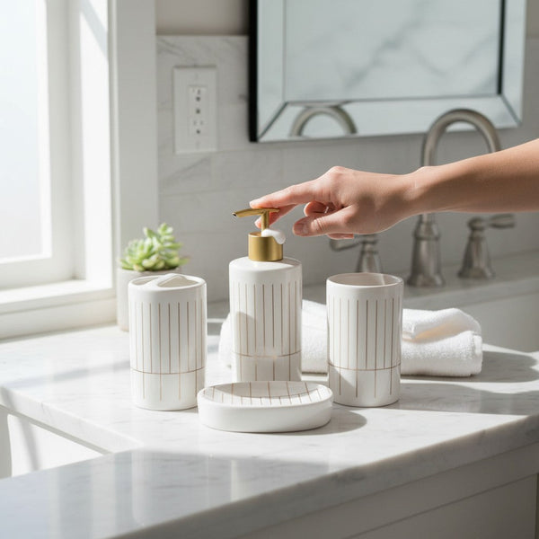 Luxury White Ceramic Bathroom Accessories Set