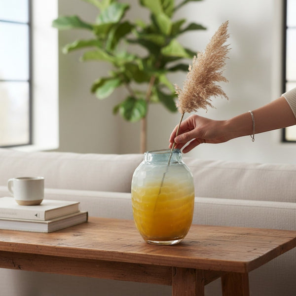 Honeycomb Textured Glass Vase