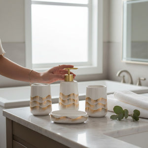 Luxury Wave Ceramic Bathroom Accessories Set