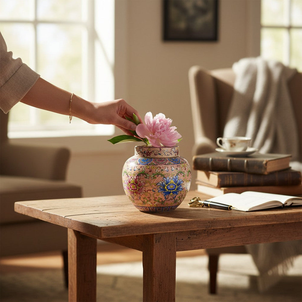 Vintage Floral Ceramic Storage Jar