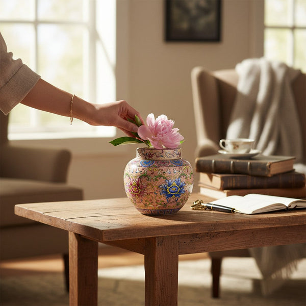 Vintage Floral Ceramic Storage Jar