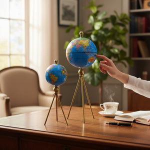 Vintage Metallic Tripod Globe Décor