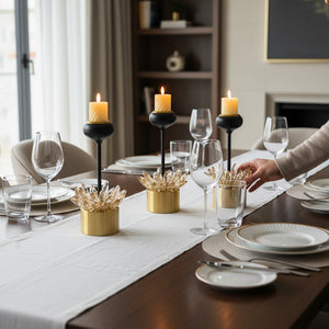 Crystal Bloom Brass Candle Stands