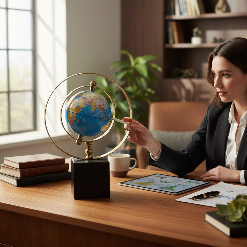Orbital Metallic Globe Table Décor