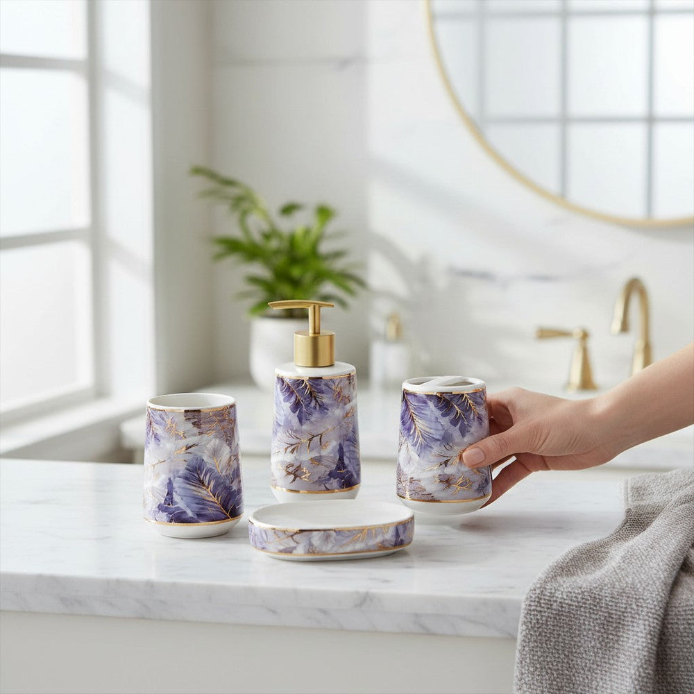 Luxury Floral Ceramic Bathroom Accessories Set
