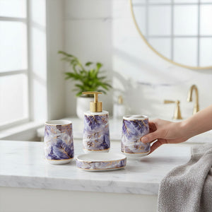 Luxury Floral Ceramic Bathroom Accessories Set