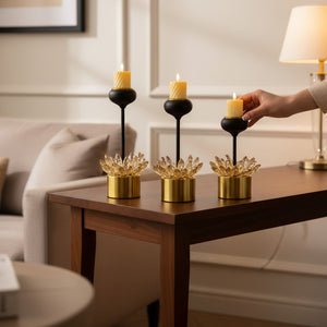 Crystal Bloom Brass Candle Stands