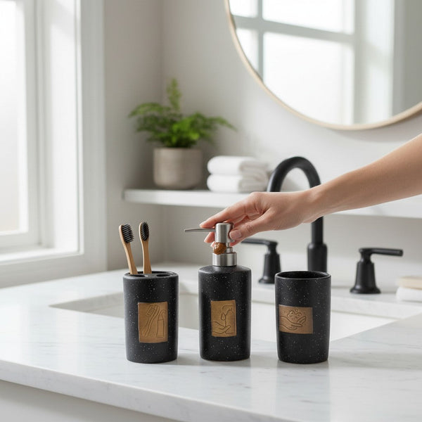 Black Ceramic Bathroom Accessories Set