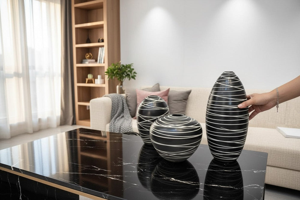 Modern Black Decorative Vase Set