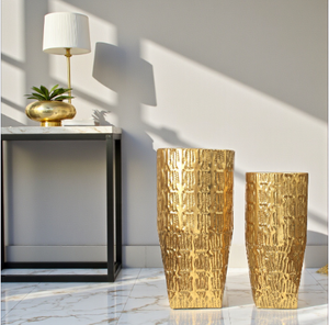J-Star Imperial Gold Floor Vase Planters Set