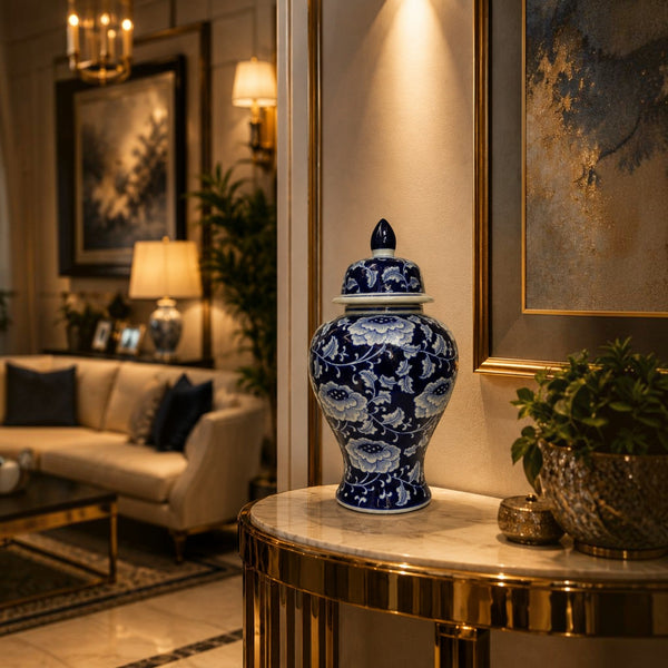 Royal Blue Pottery Porcelain Table Urns