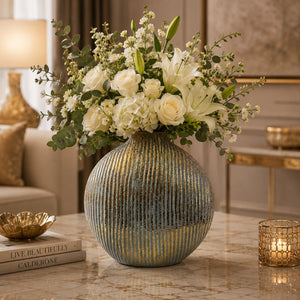 Luxury Ribbed Ceramic Decorative Vases