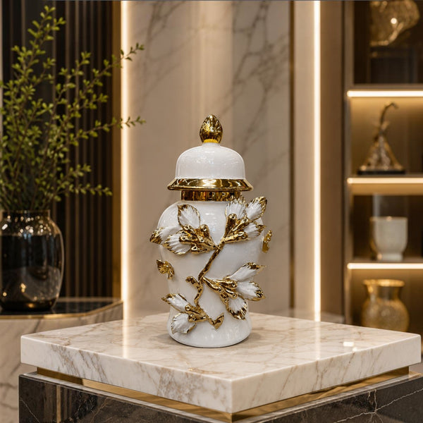 Luxury White-Gold Porcelain Ginger Jars