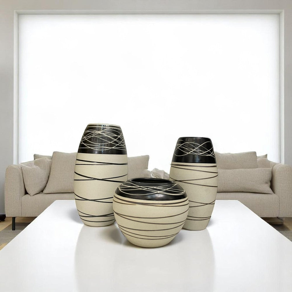 Ebony Sands Ceramic Vases Set