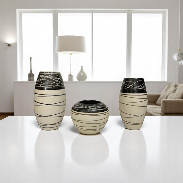 Ebony Sands Ceramic Vases Set