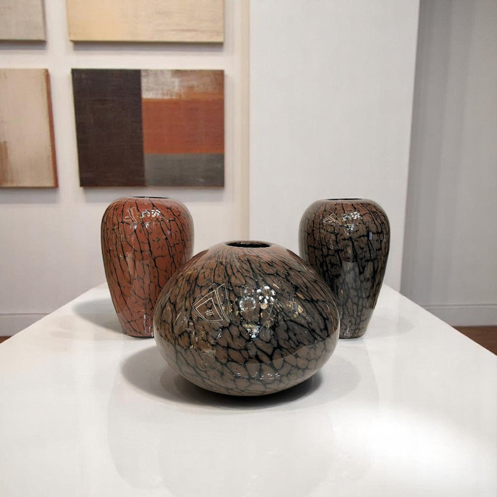Italian Murano Brown Glass Vases Set