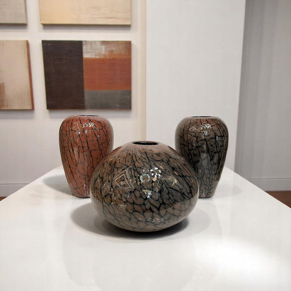 Italian Murano Brown Glass Vases Set