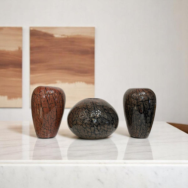 Italian Murano Brown Glass Vases Set