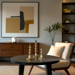 Antique Metallic Glow Candle Stands Set