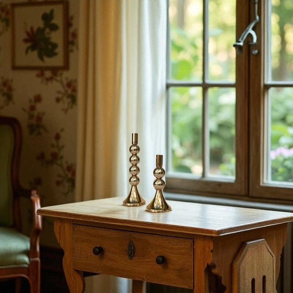 Antique Metallic Glow Candle Stands Set