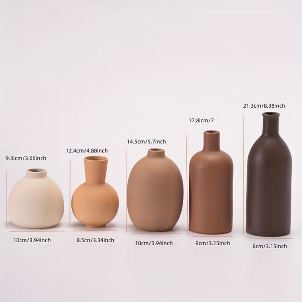 Verdant Relic Ceramic Vases (Set of 5)