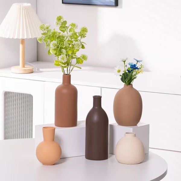 Verdant Relic Ceramic Vases (Set of 5)