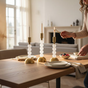 Flourish Frosted Beaded Candle Holders Set