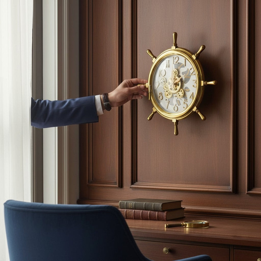 Nautical Ship Wheel Wall Clock