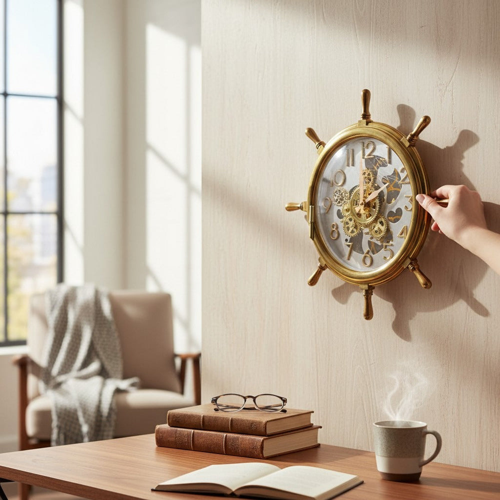 Nautical Ship Wheel Wall Clock