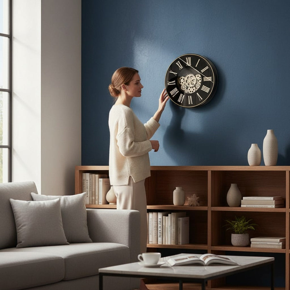Luxury Roman Numeral Gears Wall Clock