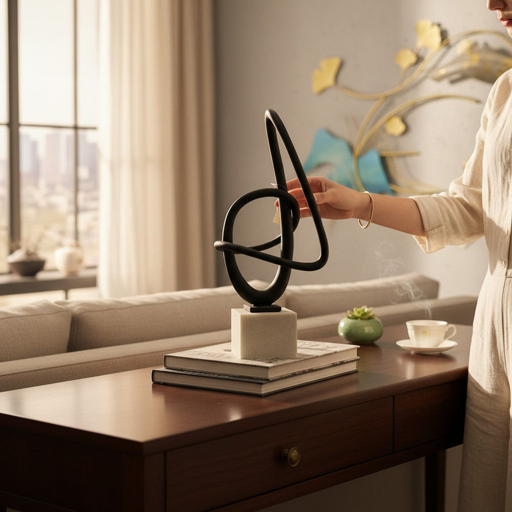 Modern Abstract Black Sculpture | Luxury Tabletop Décor