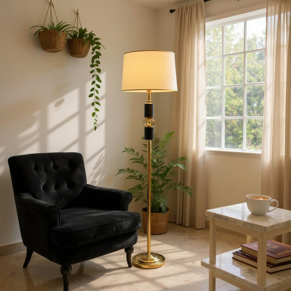 Obsidian – Matte Rose-Gold Floor Lamp