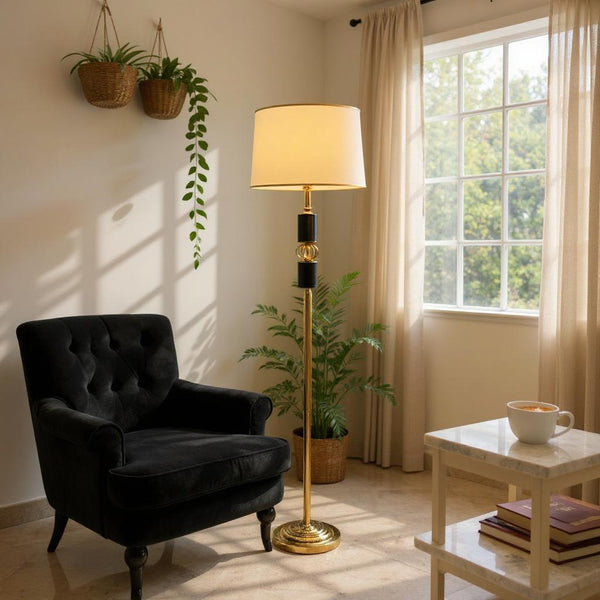 Obsidian – Matte Rose-Gold Floor Lamp