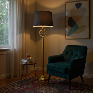 Regal Radiance – Fancy Metallic Brass Floor Lamp