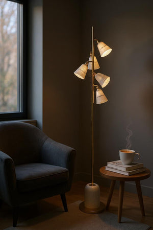 Luminous Frost – White Crystal 5-LED Floor Lamp