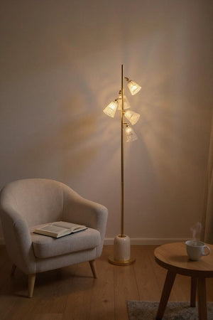 Luminous Frost – White Crystal 5-LED Floor Lamp