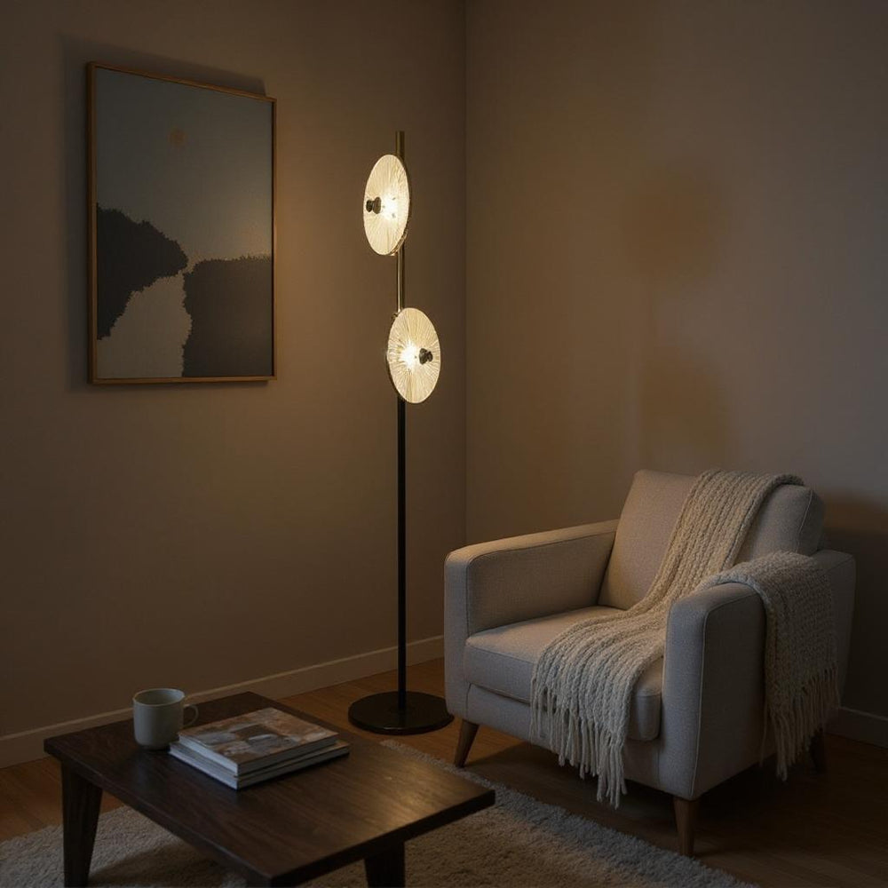 Noir Black Crystal & Brass Floor Lamp