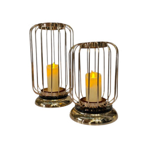 Luxe Metallic Cage Candle Stands (Pair)