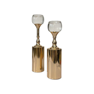Metallic Pillar Candle Holders (Pair)