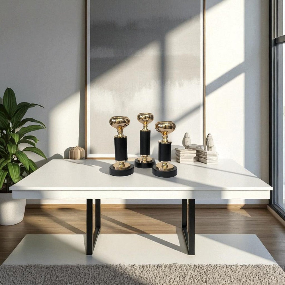 Luma Modern Metallic Gold Candle Stands Set
