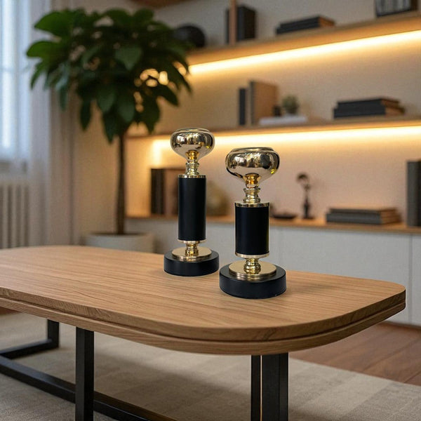 Luma Modern Metallic Gold Candle Stands Set