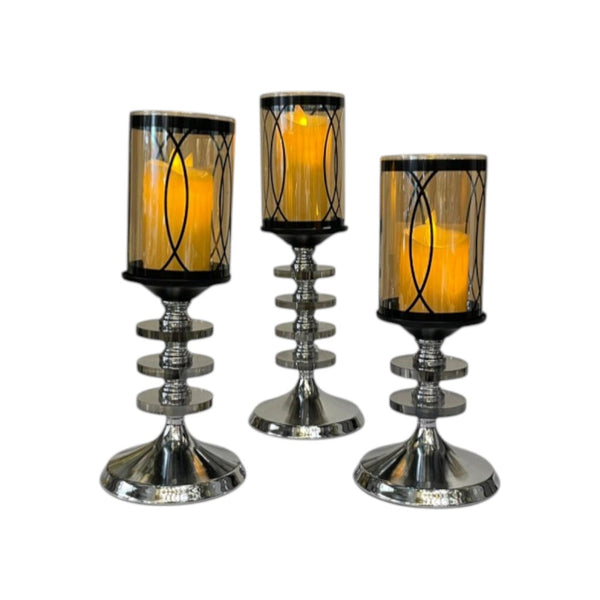 Elegant Silver Candle Stand Set