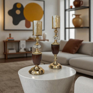 Baroque Ceramic Dining Candle Stands (Pair)