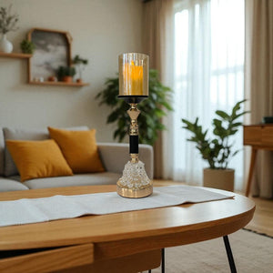 Verta Modern Crystal Metallic Candle Stands (Pair)