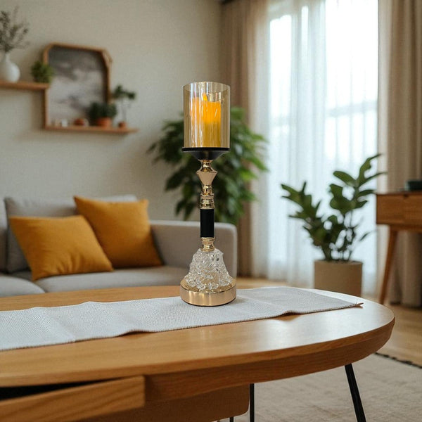 Verta Modern Crystal Metallic Candle Stands (Pair)