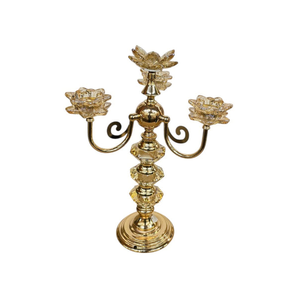 Regal Crystalline Metal Candle Stand