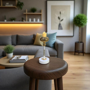 Pure Line Crystal & Metal Candle Stand