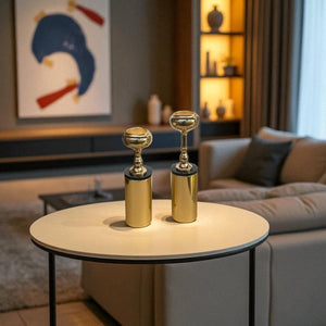 Modern Metallic Candle Stands (Pair)